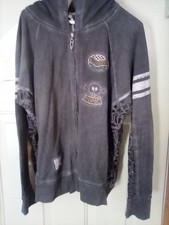 Woman’s XXL Harley Davidson Motorcycle Zip Up Gray  Hoodie Jacket picture