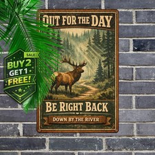 Gone Hunting Back Soon To Gut You Rustic Metal Tin Sign 8x12 Decor picture