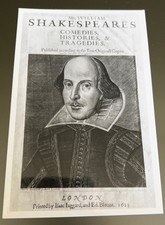 Postcard Shakespeare First Folio 1623 Title Page RPPC Jarrold Martin Droeshout picture