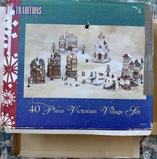 Vintage 1994 Traditions Victorian Christmas Village Set Original Box picture