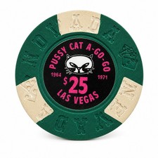 Vintage Pussy Cat A Go Go $25 Casino Chip Las Vegas Nevada Borland picture