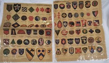 Vintage U.S. Army Division & Insignia Identification Cloth Charts Laminated WWII picture