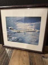 Vintage Ozark Airlines Framed Jet Photograph Multi Signed Aviation Memorabilia picture
