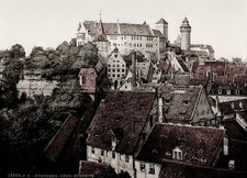Nuremberg Castle Cityscape Rooftops Bavaria Germany Vtg. Photo 19thC. picture