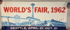 Original 1962 SEATTLE WORLD'S FAIR Banner Poster picture