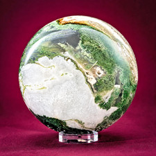 Natural Moss Agate Sphere 3.9 in 3.2 lb Polished Crystal Mineral Specimen picture