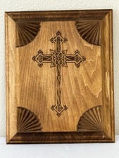 Handmade 10.5 X 8.5 Wooden Wall Art Carved Cross Wall Decor Christian  picture