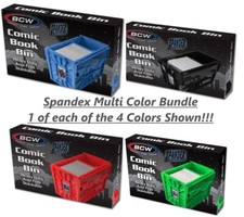 BCW MultiColor Short Comic Book Bin 4 Pack contains 1 Each Black Blue Green Red picture