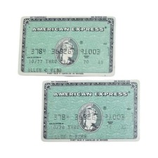 Vintage 1977 & 1978 American Express Green Card Expired Same Number picture