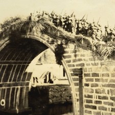 Japanese Army Nanjing Advance - Troops On Bridge China Wartime c1937 Photo picture