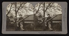 Photo:Japan 1906 Wandering Minstrels Musicians Women Stereograph picture