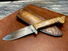 Mark McCoun Custom Handmade Fixed Blade Knife 4” Curly Maple Leather Sheath picture