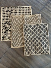 Authentic Vintage Hand-Woven “African Kuba Shoowa Cloth Panels-set Of “3” picture