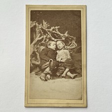 Antique CDV Photograph Little Boys Lying Sleep Post Mortem Odd McConnelsville OH picture