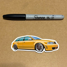 Gold Wagon Car Illustration Vinyl Decal Sticker -Gold Black White picture