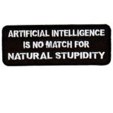 ARTIFICIAL INTELLIGENCE NO MATCH FOR NATURAL STUPIDITY EMBROIDERED PATCH picture