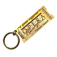 Vtg Gold Tone Ticket Stub Keychain Pacific Opera Premiere Season 1987 Souvenir picture