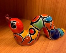 Authentic Hand-Painted Talavera Mini Caterpillar in Bright Fiesta Colors 29055 picture