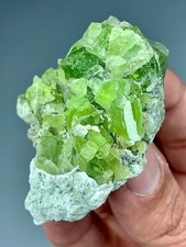 52 GM Peridot Crystals Cluster With Vibrant Green Hues On Matrix From Supat Mine picture
