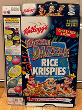 Vintage Kellogg's 1998 Razzle Dazzle Rice Krispies Cereal UNUSED Flat Box EMPTY picture