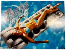 Vintage Rare Coors Light 2004 Promo Sexy Risqué Blonde Woman In Pool Beer Poster picture