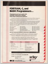 FORTRAN C BASIC Wiley Software Scientific Subroutines Programs 1986 Print Ad picture