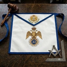 Hand Painted Masonic Apron 33rd Degree Scottish Rite Freemason Handmade picture
