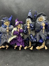 VTG GANZ FLYING WITCHES ON BROOMSTICK HALLOWEEN SET OF 4 WITCHES NEW picture