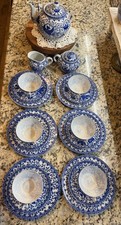 21 Set Of Antique Japanese blue & white phoenix tea & rice grain porcelain cups. picture
