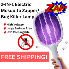 Electric Mosquito Fly Swatter Zapper Racket Bug Insect Killer Lamp 2 IN 1 USB picture