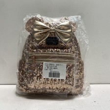 Disney Parks Loungefly Rose Gold Minnie Mouse Sequin Mini Backpack New picture
