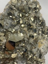 Shiny Golden Pyrite with Quartz crystals picture