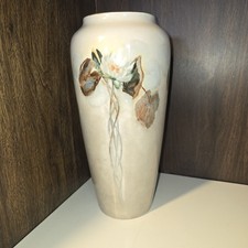 Antique PL Limoges France Art Nouveau Water Lily Porcelain Vase Hand Painted 10
