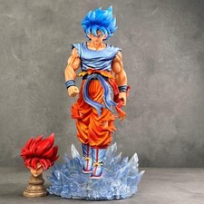 33CM Dragon Ball Son Goku Figure Statue Super Saiyan Blue Red Hair Anime LED picture