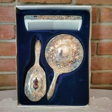 NIB VTG Regal Silver 3-Piece Silverplated Vanity Set - Victorian Style  picture
