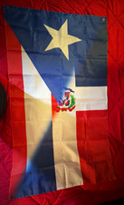 Flag with Coat of Arms - Dominican Flag Style With Puerto Rico Flag Design picture