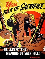 WWII Propaganda Poster - 'You Talk of Sacrifice..' - c1940s - 24x32” 🇺🇸 picture
