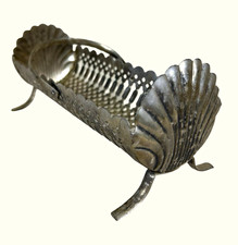 Vintage Silver Plated Clam Shell Scalloped Biscuit Caddy 8.25” picture