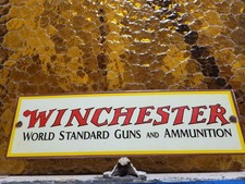 VINTAGE WINCHESTER PORCELAIN SIGN OLD FIREARMS AMMUNITION GUN AMMO RIFLE HUNTING picture