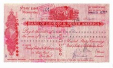 1954 Bank of London & South America-Check-Large Spectacular Piece 23.4 x 12.7 cm picture