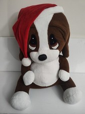 Vintage Sad Sam Plush 18” Large Dog Puppy Holiday Christmas Santa Hat Dan Dee picture