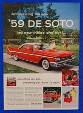 1959 CLASSIC DE SOTO FIREFLITE 2 DR SEDAN ORIGINAL VINTAGE PRINT AD CHRYSLER picture