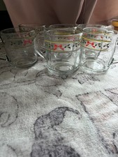 Vintage - Indiana Glass - Small Holly Berry - Mugs - Set of 6 - 3 Inches Tall picture