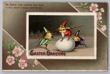 Easter Anthropomorphic U/S Clapsaddle Dressed Chicks Circus Fantasy Postcard picture