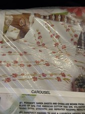 1970s Vintage Foxcroft Garza King Pillow Cases Set Of 2 NOS Floral CAROUSEL New picture