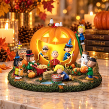 Peanuts Great Pumpkin Carving Party Lighted Halloween Figurine Decor picture