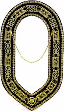 MASONIC GRAND LODGE GOLDEN CHAIN RHINESTONE COLLAR PURPLE VELVET DMR-100GPRS picture