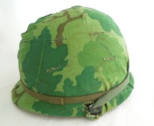 * Original U.S. Army M1 Helmet w/ Mitchell Reversible Camo Pattern Cover VN Era picture