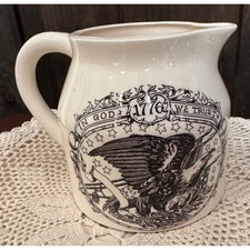 Vintage 1776 In God We Trust Pitcher White Eagle Made in Japan Collectible picture