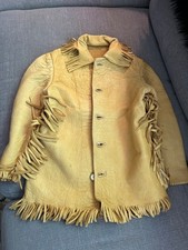 CHILDS HANDMADE NATIVE AMERICAN VINTAGE BUCKSKIN FRINGE JACKET picture
